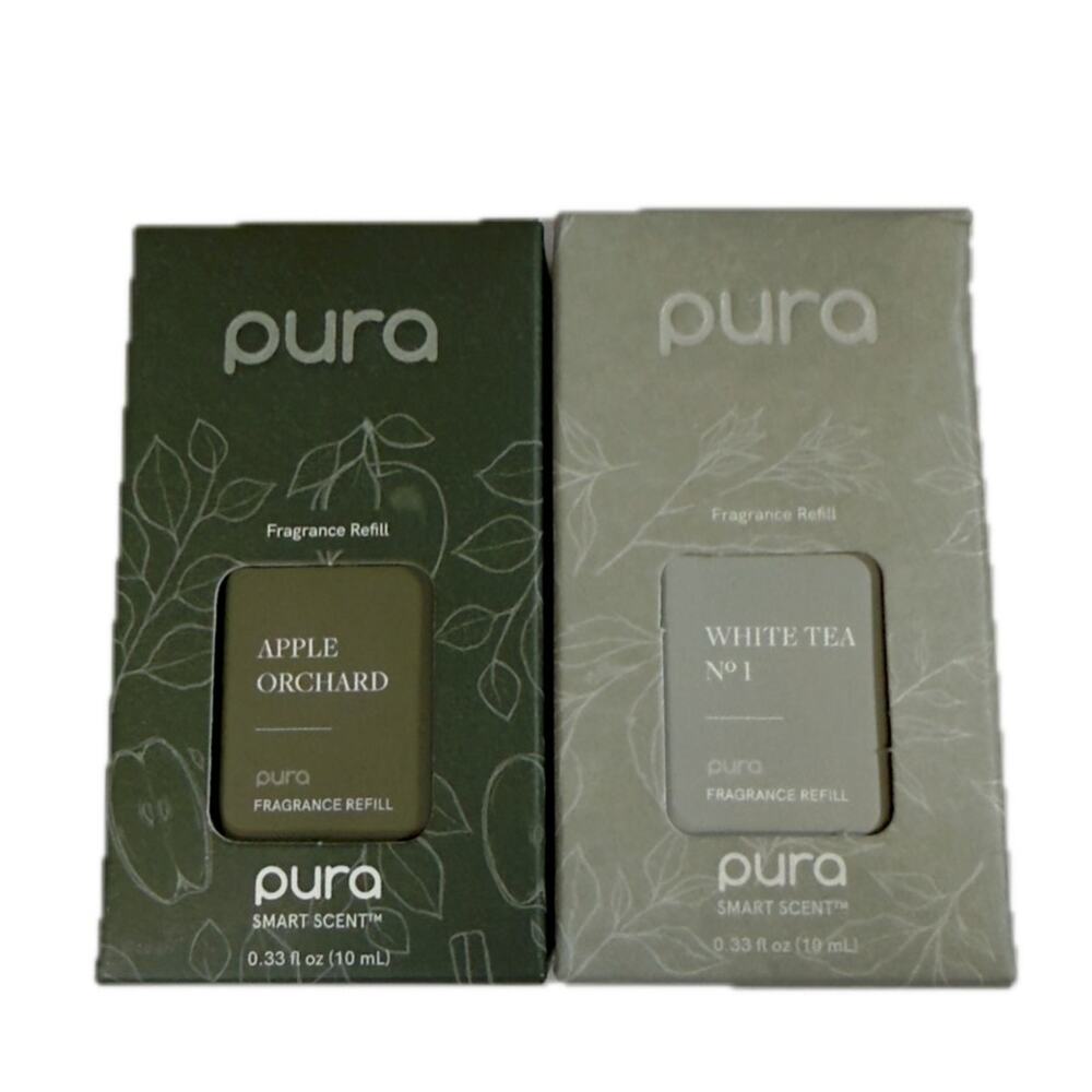 Pura Smart Scent Fragrance Refill WHITE TEA NO 1 & APPLE ORCHARD 2-Pack New NIP